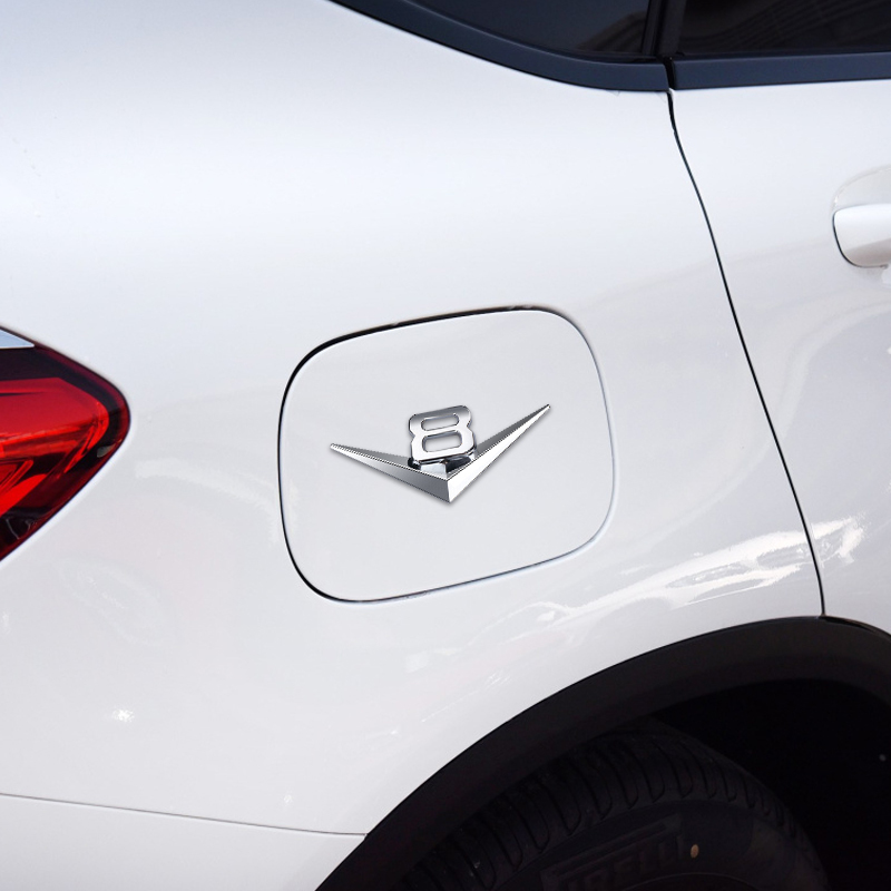  new commodity 3D metal V6 V8 emblem badge sticker rear trunk body side decal BMW Audi Mercedes black silver 