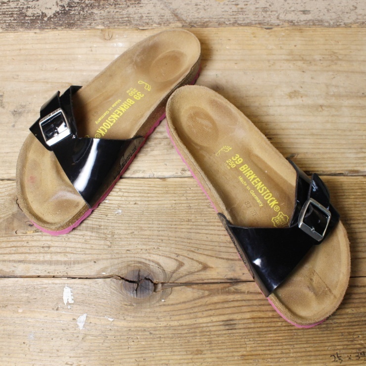 BIRKENSTOCK ビルケンシュトック Madrid マドリッド サンダル 25cm レギュラー ドイツ製 ブラック 古着 051122ss120