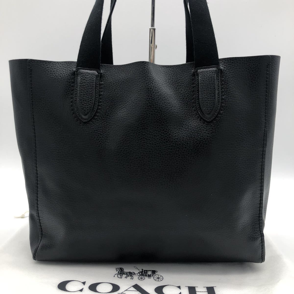 1円【未使用】COACH コーチ メンズ レディース ビジネスバッグ ハンド トート ショルダー ブリーフケース レザー メタリック ブラック 黒_画像3