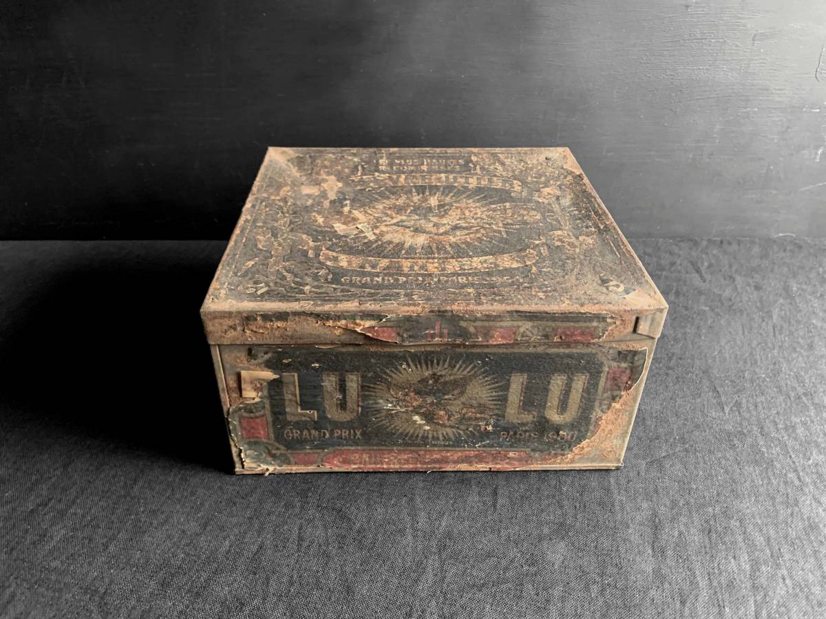 フランス 1920-50s LU ビスケット 天使 TIN 缶 ボックス ケース 小物入れ オブジェ皿 器 骨董 アンティーク