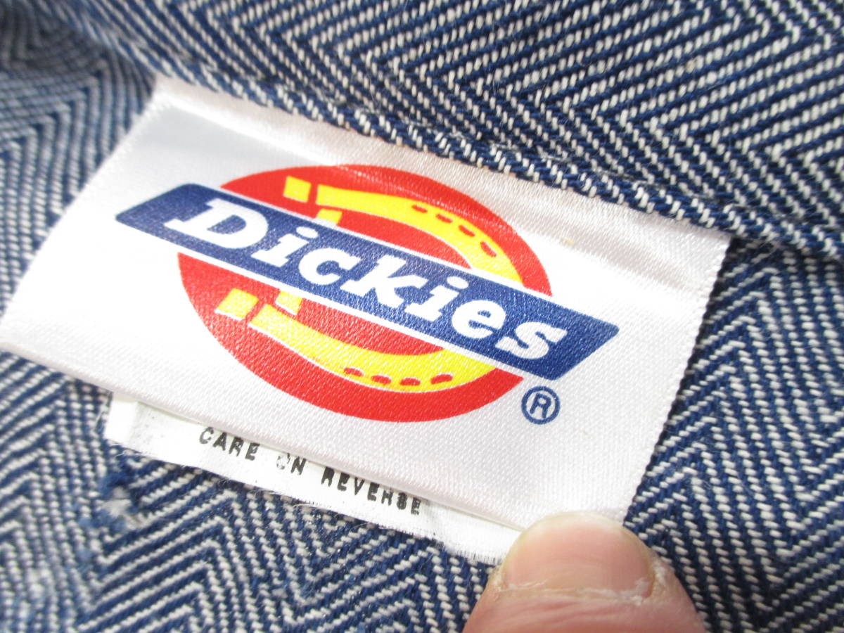 【Dickies】ディッキーズ ヘリンボーン 長袖つなぎ ツナギ/40 @キズあり