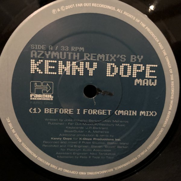 Azymuth / Before I Forget (Kenny Dope Remixes)_画像1