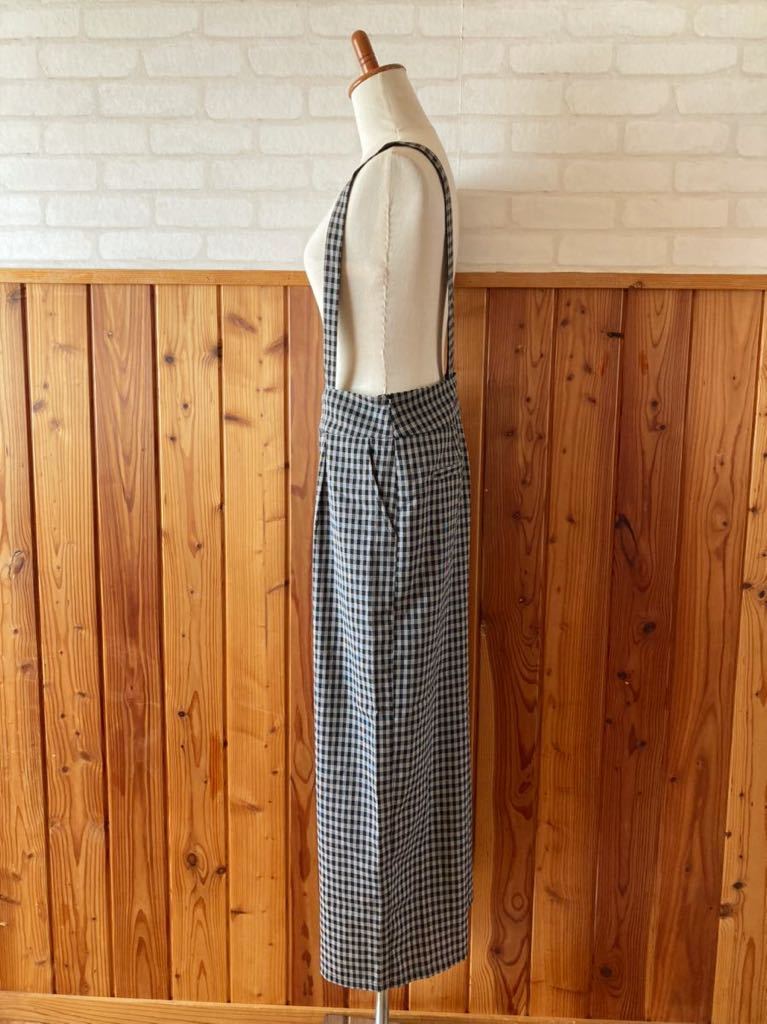  beautiful goods GRL lady's spring summer thing overall pants M-L size rank black check wide strut gaucho thin over pants easy .V