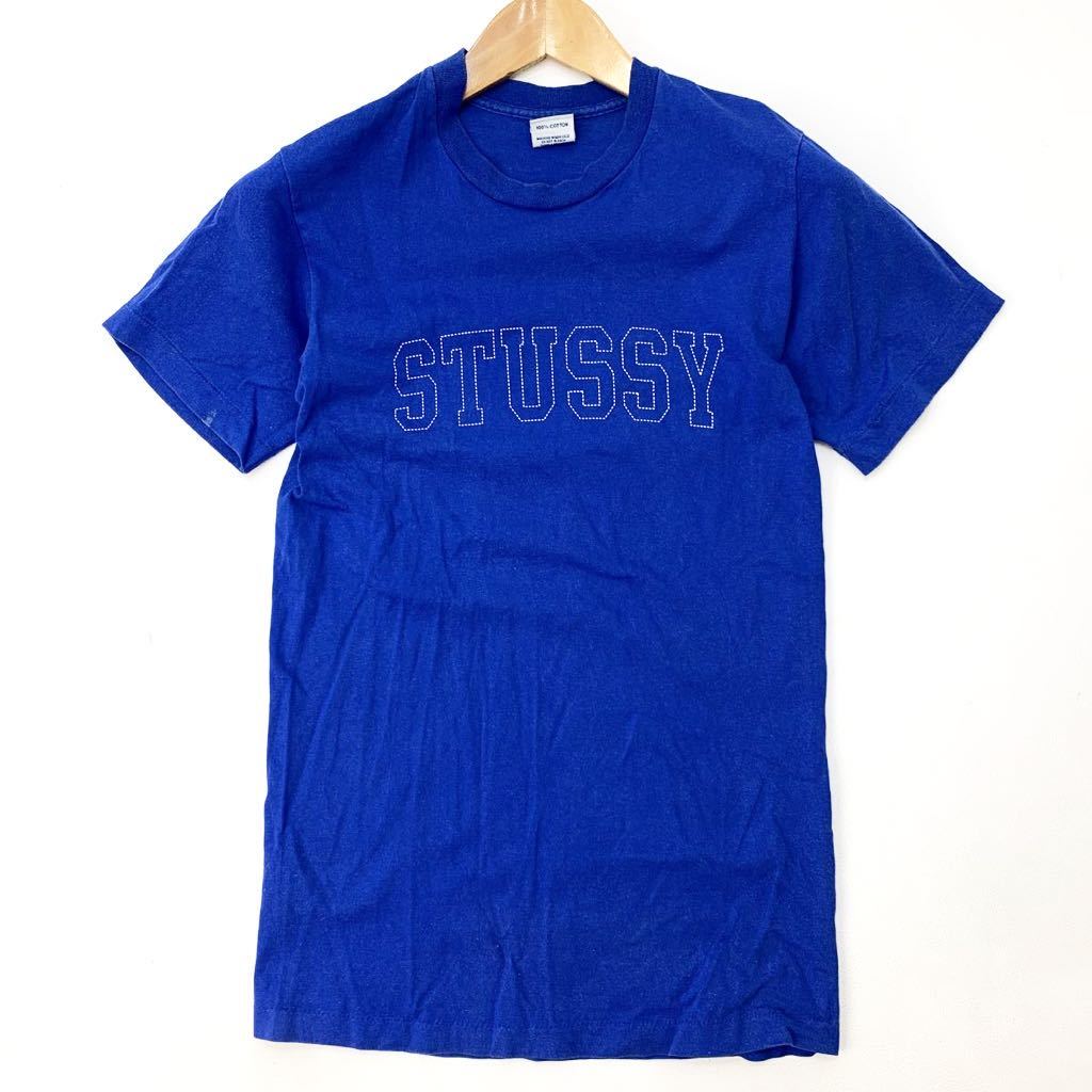 ステューシー ☆ STUSSY 半袖 Tシャツ 両面 ロゴ ナンバリング プリント ブルー S 細身 定番 ストリート スケボー 映える クール■FE122_画像2