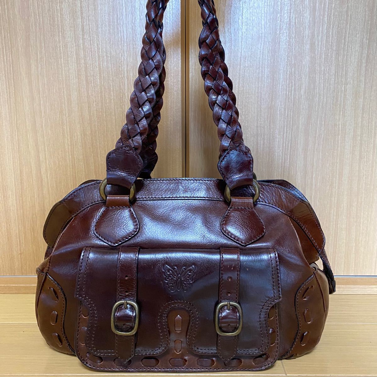 男女兼用 カジュアルウェア ANNA SUI バッグ ブラウン 本革 - 通販