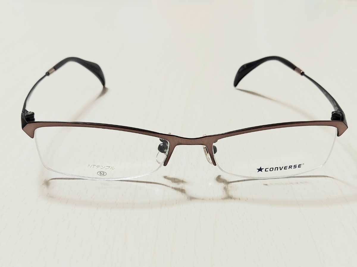 新品　CONVERSE　コンバース　ブランド　メガネ　眼鏡　高級感　オシャレ　上品　ハーフリム　ブラウン　メタリック系_画像3
