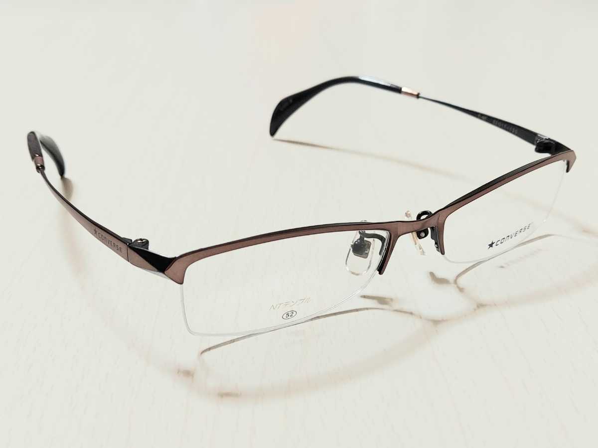 新品　CONVERSE　コンバース　ブランド　メガネ　眼鏡　高級感　オシャレ　上品　ハーフリム　ブラウン　メタリック系_画像2