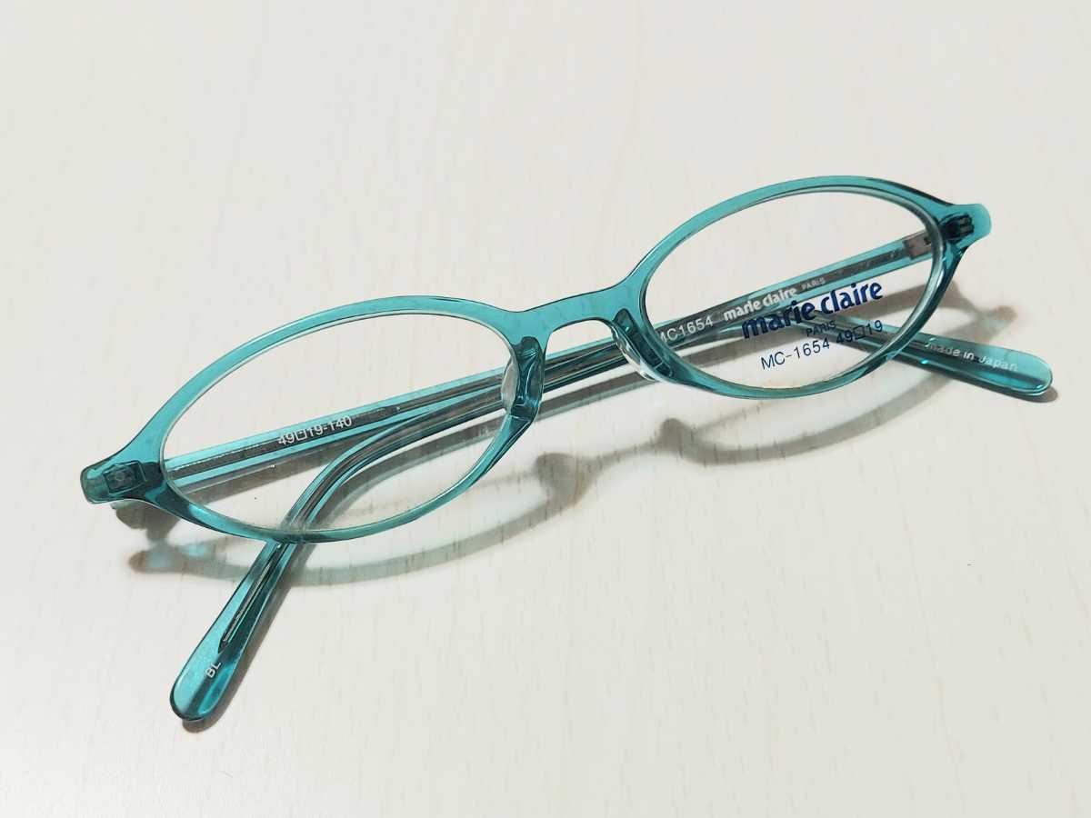 新品　marie claire　マリ・クレール　日本製　メガネ　眼鏡　高級感　オシャレ　上品　セルフレーム ブルー_画像2