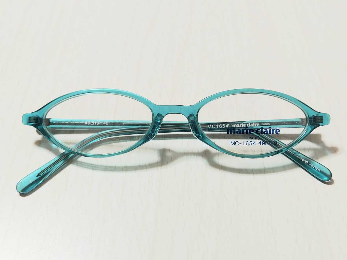 新品　marie claire　マリ・クレール　日本製　メガネ　眼鏡　高級感　オシャレ　上品　セルフレーム ブルー_画像3