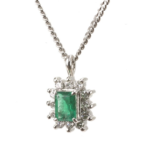 Pt850/Pt900エメラルドネックレスD付 0.29ct0.16ct | slco.lk