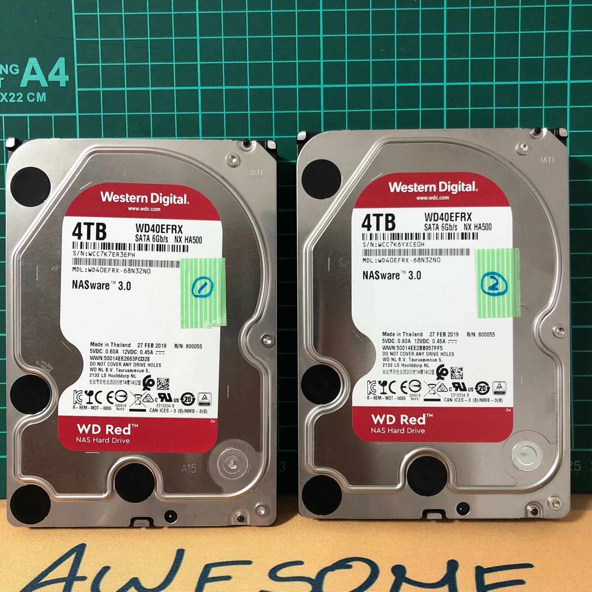 お買得！】 WD Red NAS用内蔵HDD 4TB WD40EFRX-RT2 2台