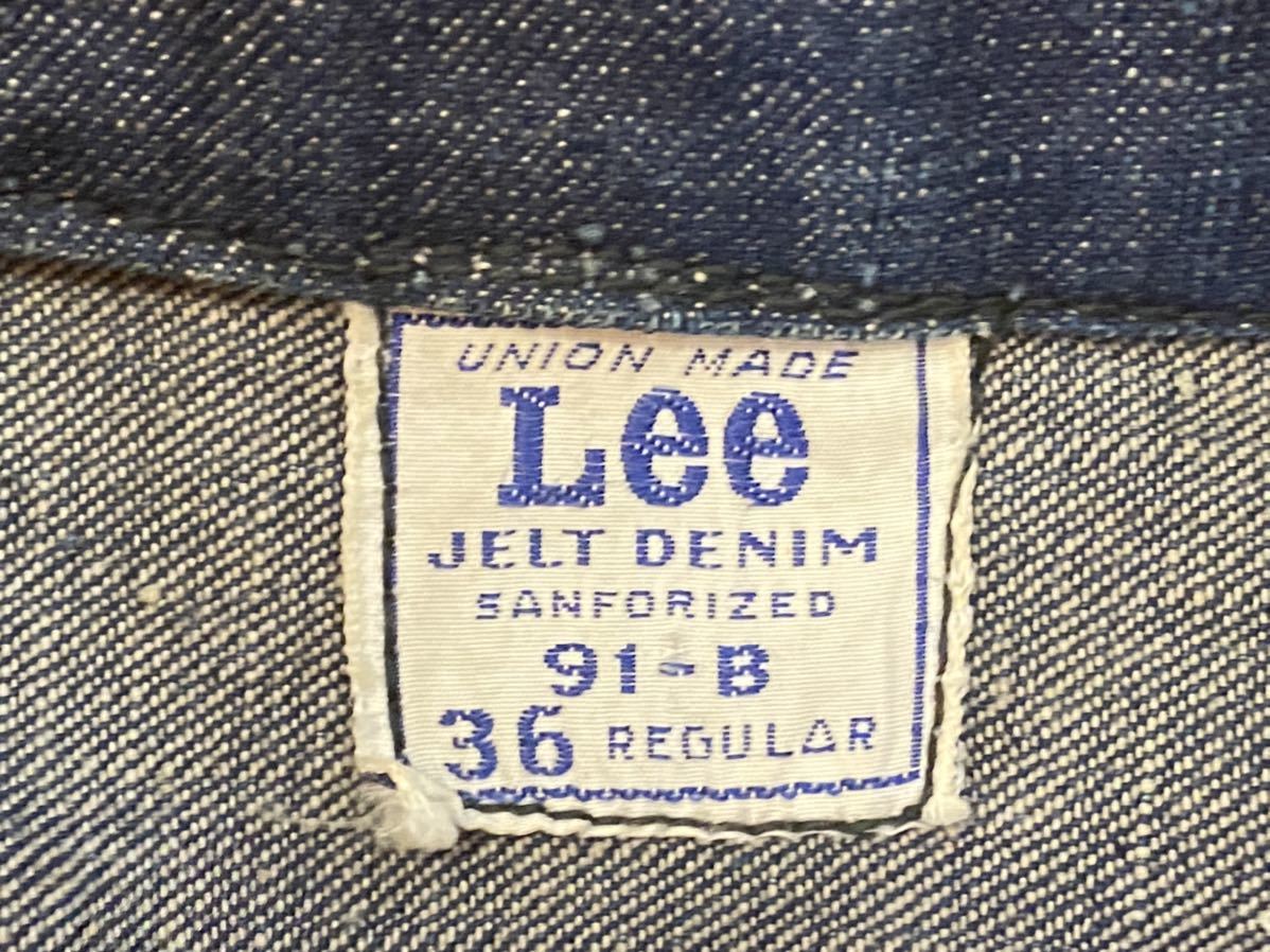 極上・真紺 60s初期 Lee 91-B 36 デニムジャケット 91B 菱形タロン ビンテージ ヴィンテージ オリジナル jelt denim リー_画像1