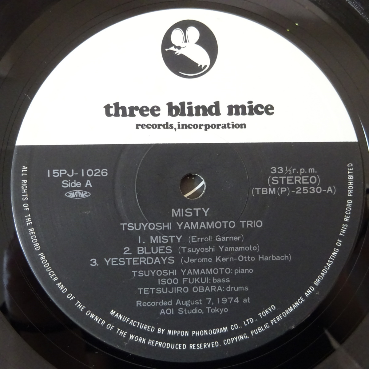 13062698;【和ジャズ/THREE BLIND MICE】山本剛 Tsuyoshi Yamamoto Trio / Misty_画像3