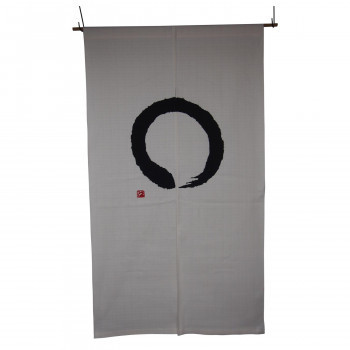品質一番の 綿のれん 約巾85×丈150cm 白地に黒 円　白ベース 暖簾（のれん）