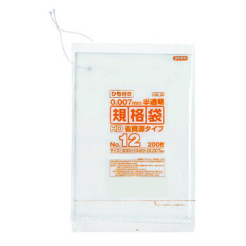 【2022?新作】 No.12 厚み0.007mm HD規格袋 ジャパックス ひも付き HQ12 200枚×10冊×6箱 半透明 掃除一般 【2022?新作】 No.12 厚み0.007mm HD規格袋 ジャパックス ひも付き HQ12 200枚×10冊×6箱 半透明 掃除一般