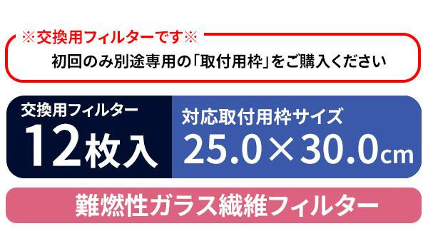 東洋機械 難燃性ガラス繊維 レンジフードフィルター 25.0×30.0 交換用フィルター12枚_画像3