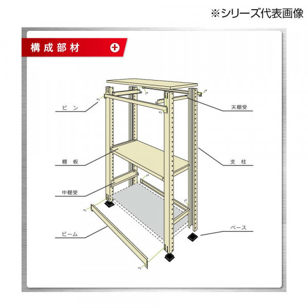 中量ラック 耐荷重300kgタイプ 単体 間口900×奥行750×高さ 中量ラック 耐荷重300kgタイプ 単体 間口900×奥行750×高さ