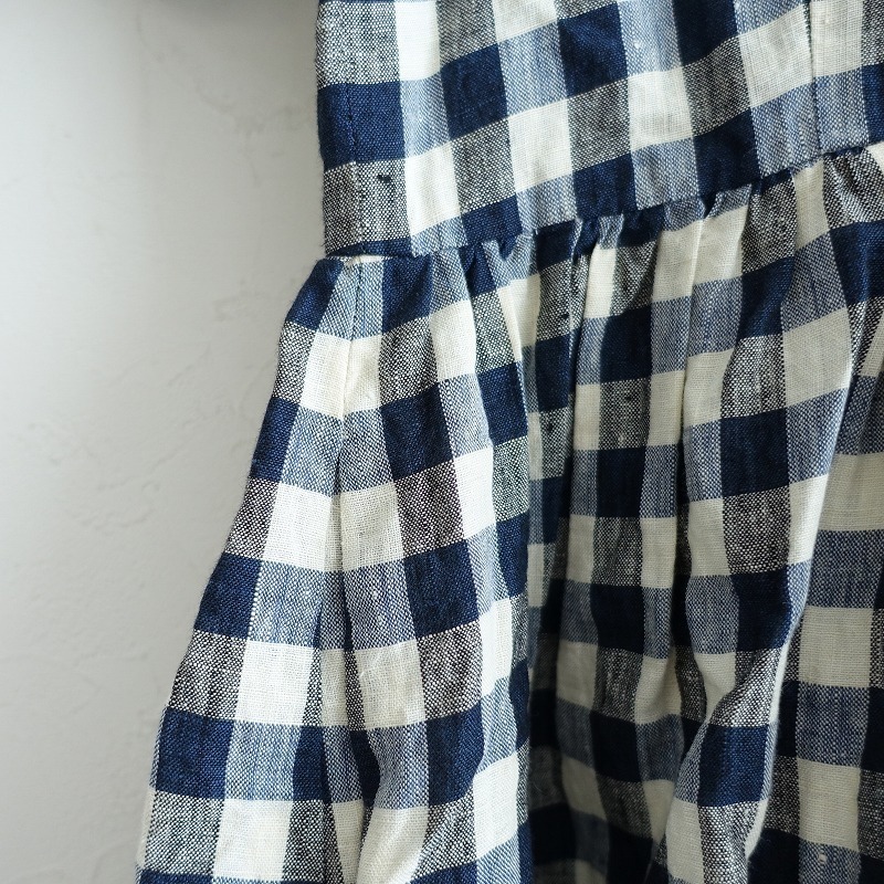 □アトリエナルセ atelier naruse *ブロックチェックリネン後ろボタン