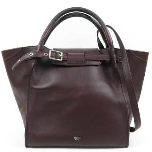 55152★1円スタート★CELINE セリーヌ 外美品 ビッグバッグ　スモールロングストラップ　 ショルダーバッグ レザー ボルドー レディース_画像2