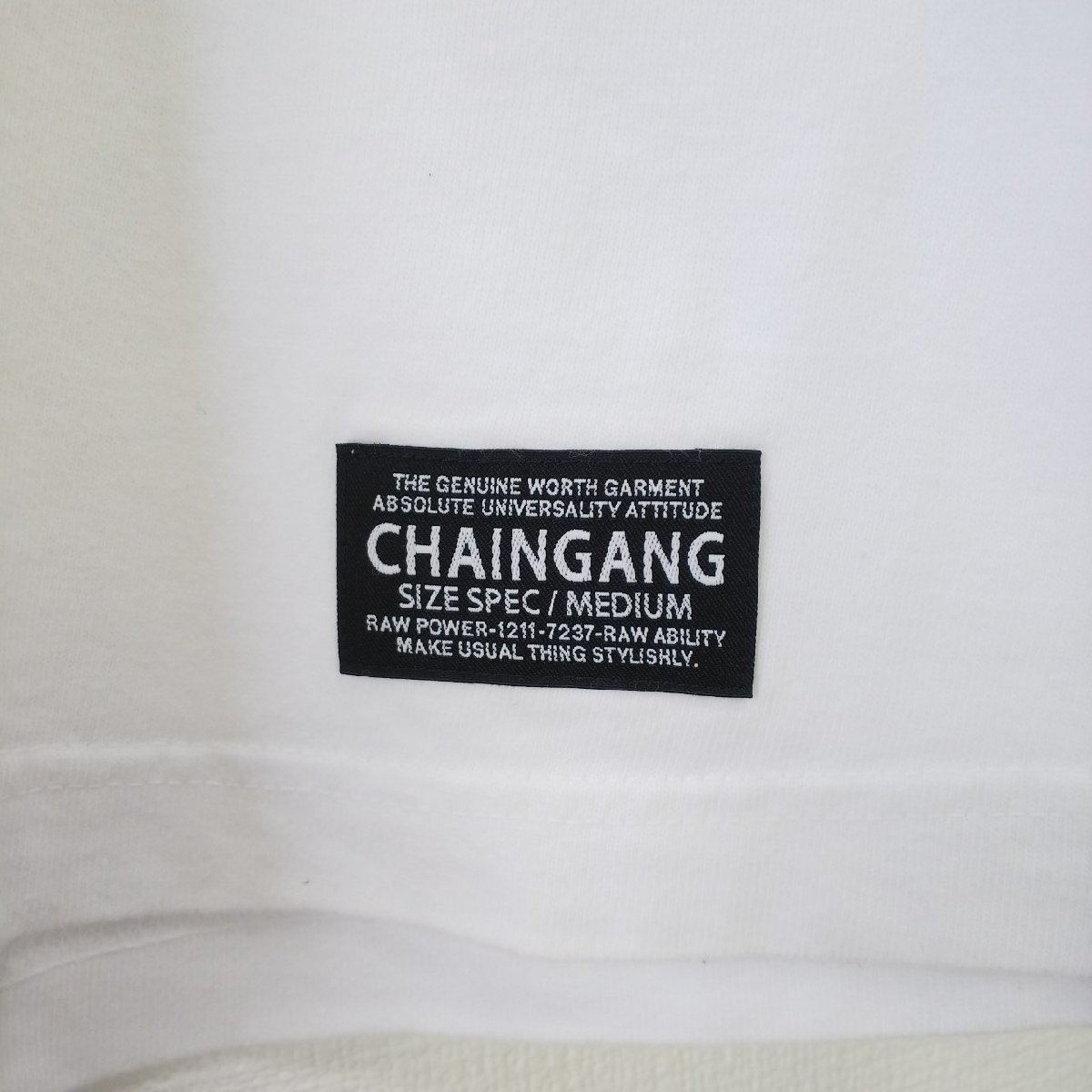 (^w^)b チャインギャング 半袖 Tシャツ トップス ホワイト CHAINGANG ロゴ コットン100% ロック カジュアル オシャレ メンズ M_画像8