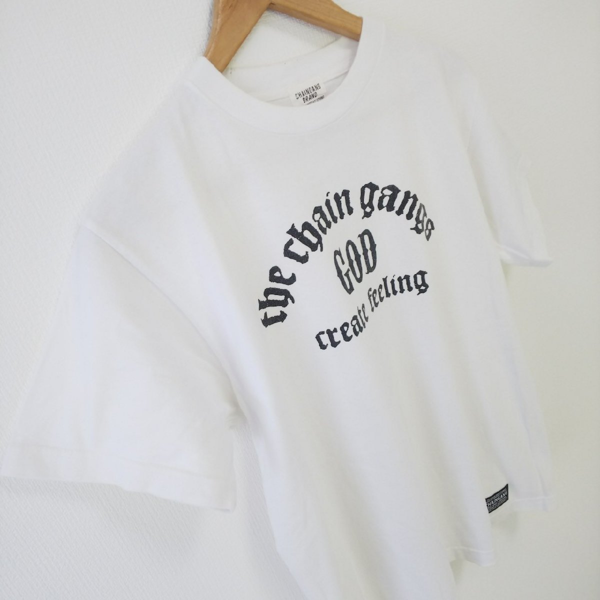 (^w^)b チャインギャング 半袖 Tシャツ トップス ホワイト CHAINGANG ロゴ コットン100% ロック カジュアル オシャレ メンズ M_画像5