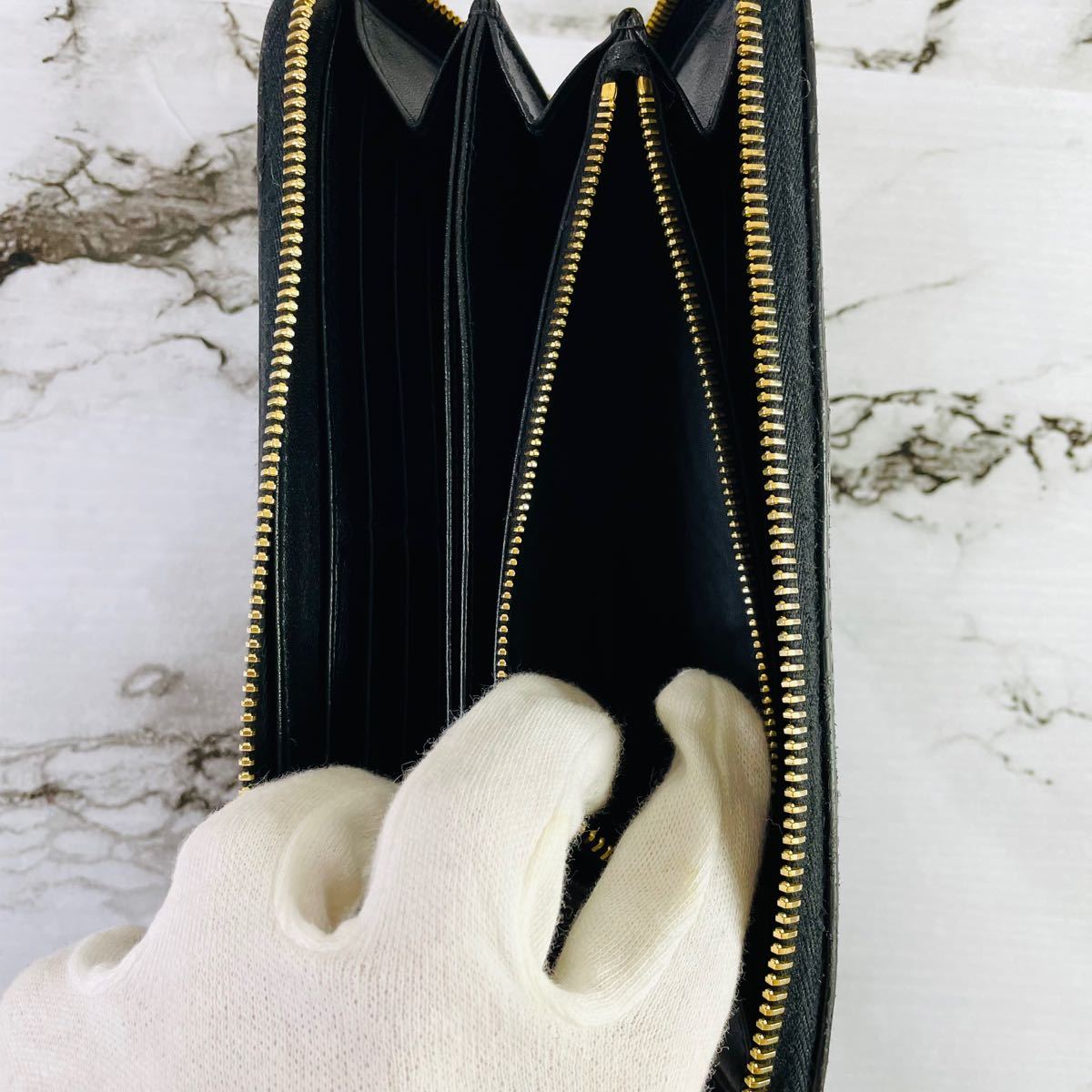 良品】PRADA プラダ サフィアーノ ラウンドファスナー 長財布 ブラック