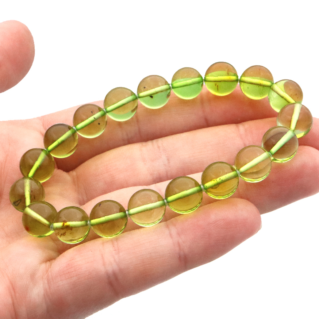 グリーン アンバー ブレスレット 10mmリトアニア バルト海産 バル