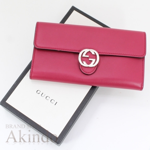 グッチ インターロッキングG コンチネンタルウォレット 二つ折り長財布 369663 マゼンタ レディース GUCCI_画像8