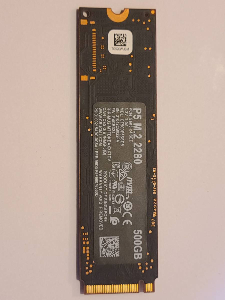 Crucial SSD P5シリーズ 500GB M.2 NVMe接続 CT500P5SSD8JP