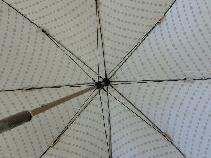 ●A-772●CELINE セリーヌ 長傘 雨傘 ベージュ ドット 水玉 手開き式 中古の画像4