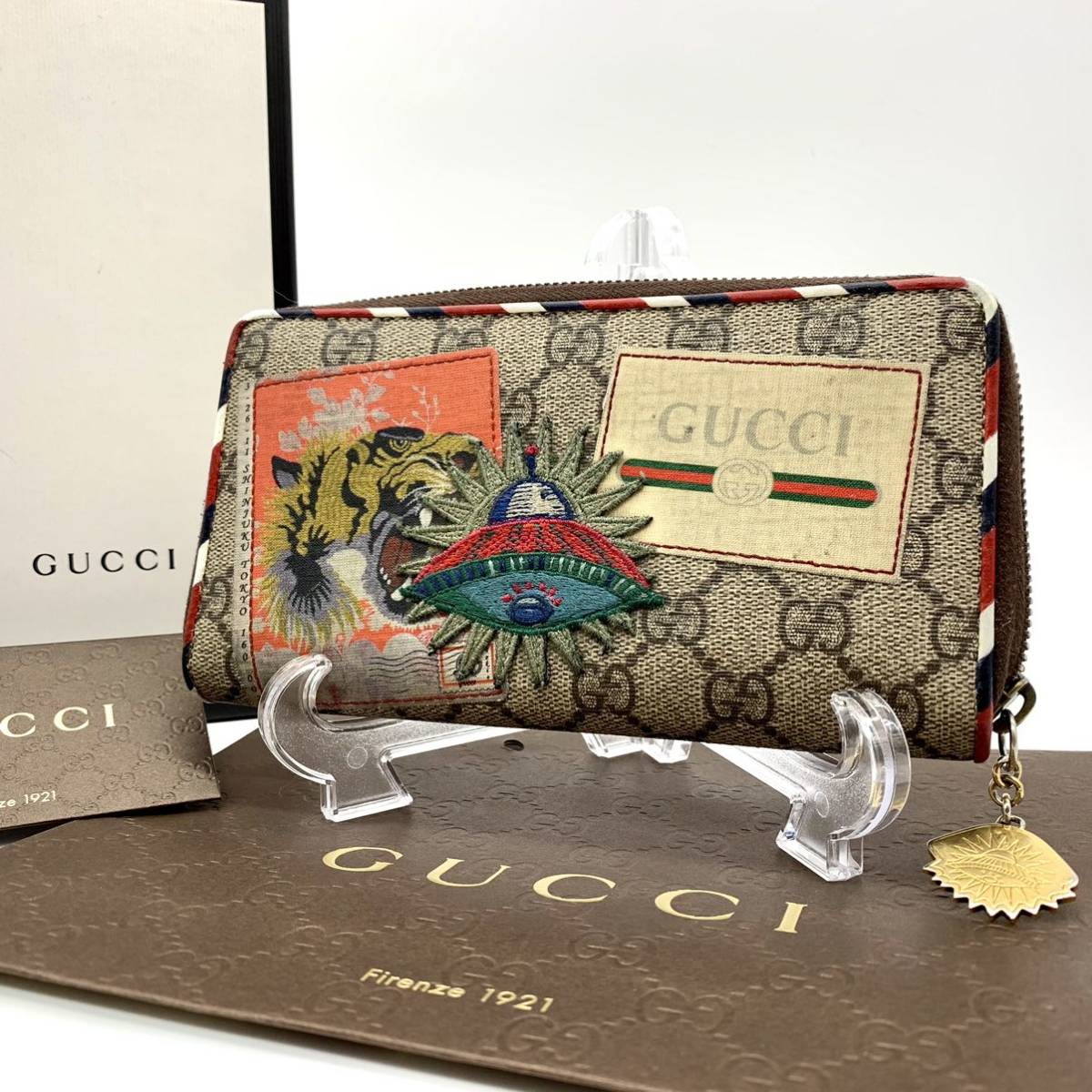 1円~【至極美品】GUCCI グッチ クーリエ ワッペン GGスプリーム 財布