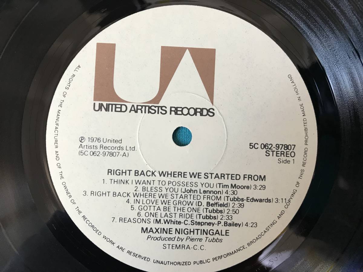 LP●Maxine Nightingale / Right Back Where We Started From HOLLAND盤5C062-97807_画像4