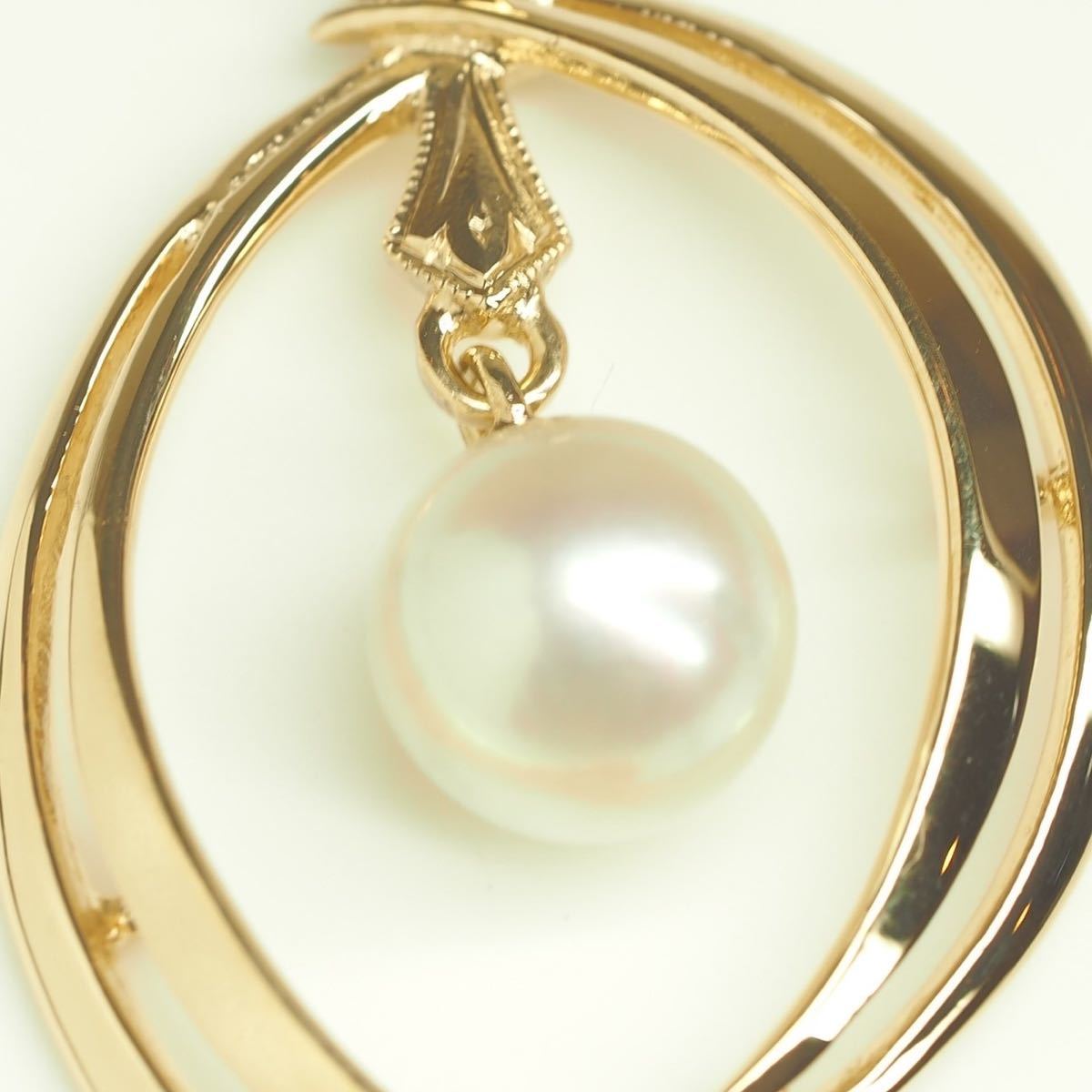 il○m MIKIMOTO☆ミキモト K14YG天然パールペンダントトップ 3