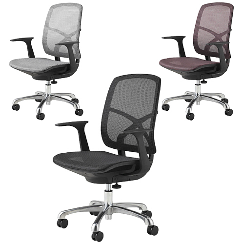オフィスチェア メッシュチェア 肘付き キャスター付き 椅子 事務用 3色あり 国産 新品