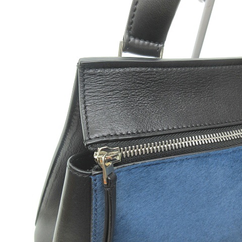 セリーヌ CELINE 美品 エッジ バッグ ワンハンドル ハラコ レザー バイ