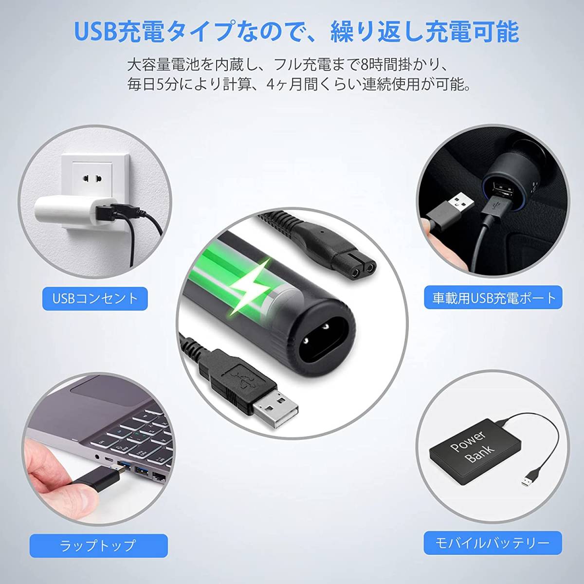 鼻毛カッター メンズ USB充電式 エチケットカッター 1台4役 電動シェーバー 耳毛カッター まゆげシェーバー 顔そり 水洗い可