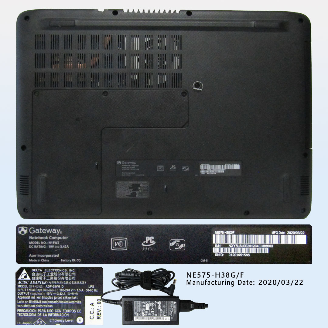 Gateway NE575-H38G 第8世代Core i3 メモリ8GB/新品SSD500GB Gateway NE575-H38G 第8世代Core i3 メモリ8GB/新品SSD500GB