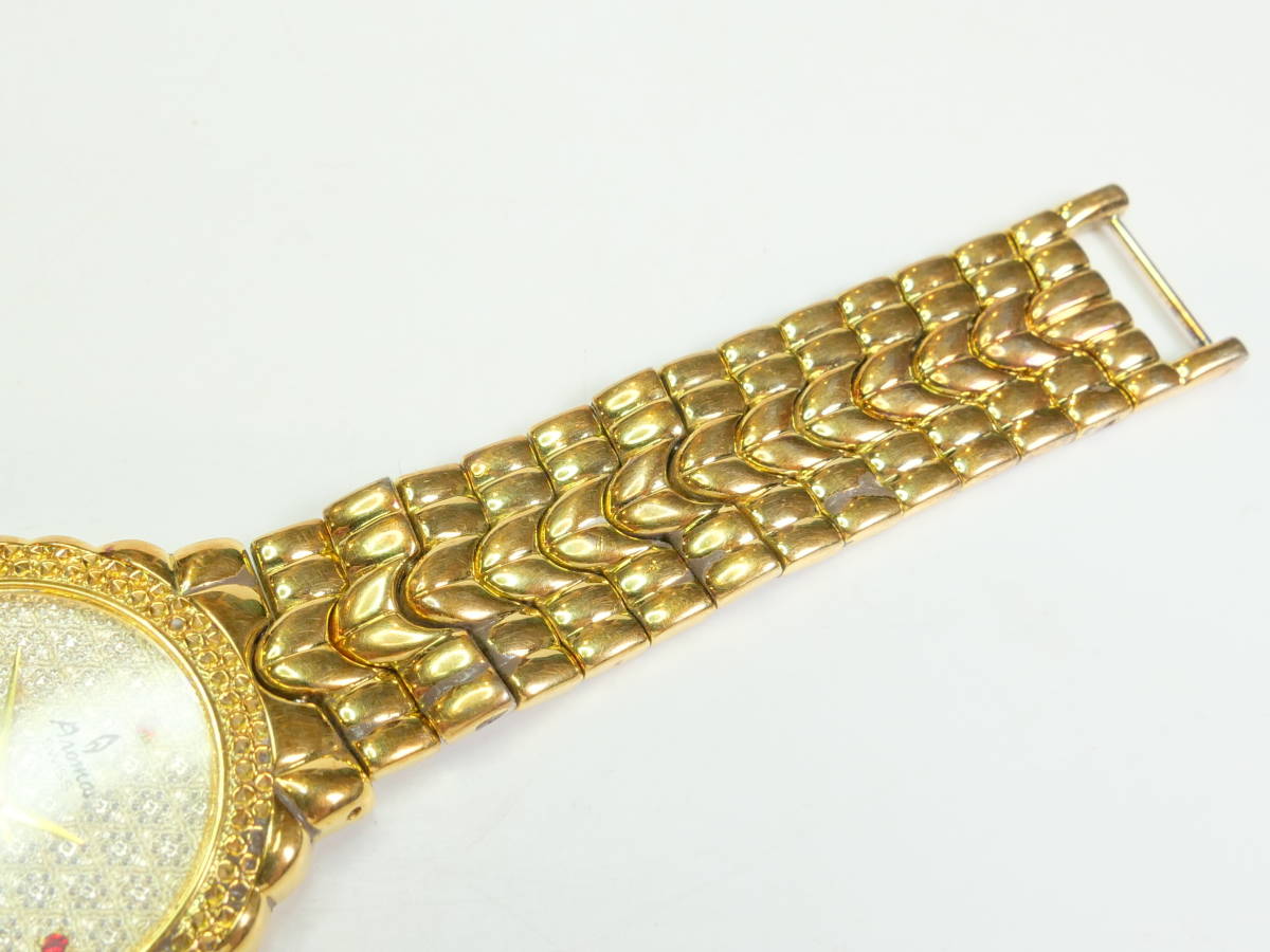 中古★AROMA アロマ ゴールド色 ユニセックス クオーツ 腕時計 3510 動作品