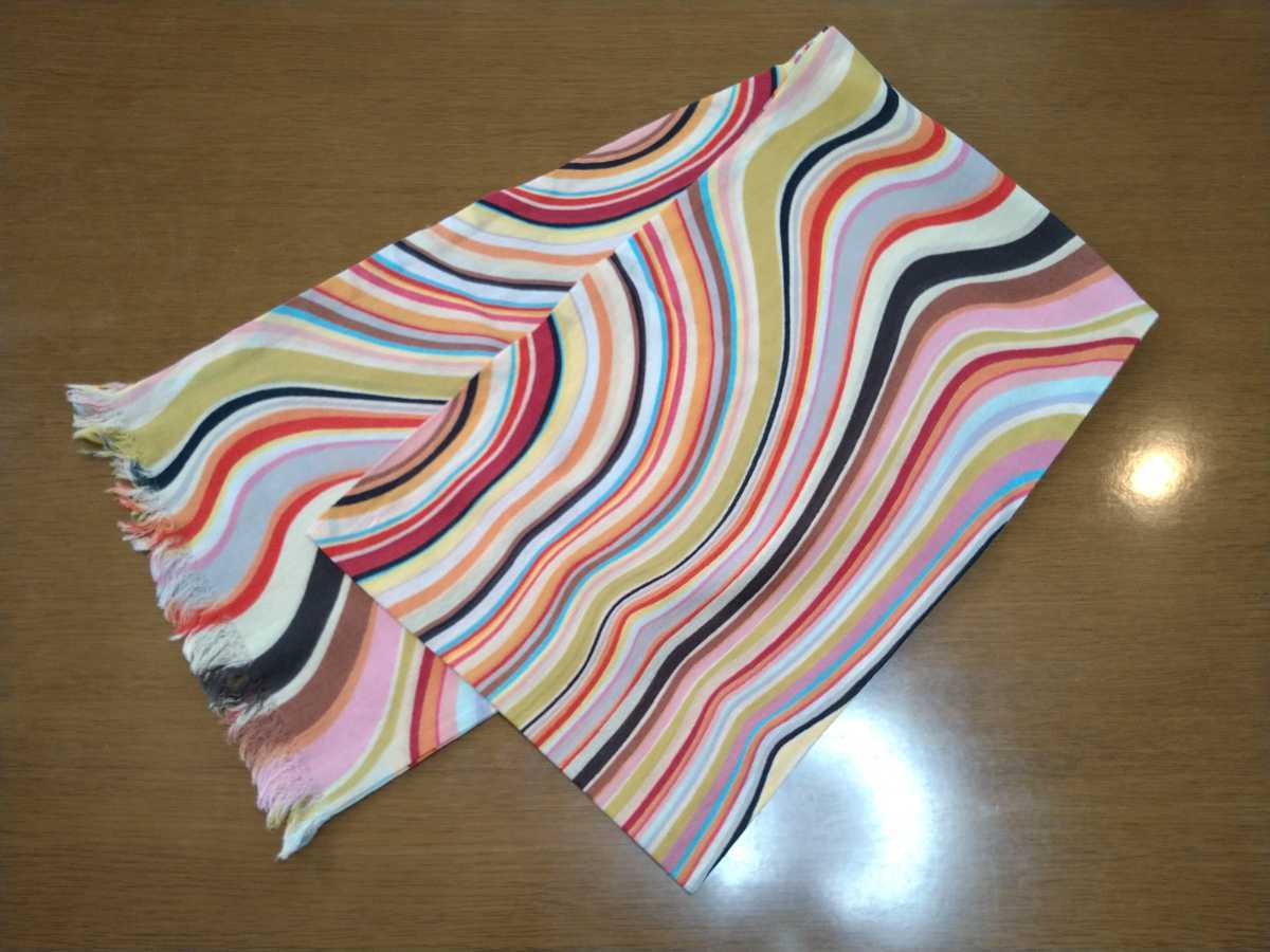 [ new goods unused ] Paul Smith black scarf muffler multi stripe pattern 