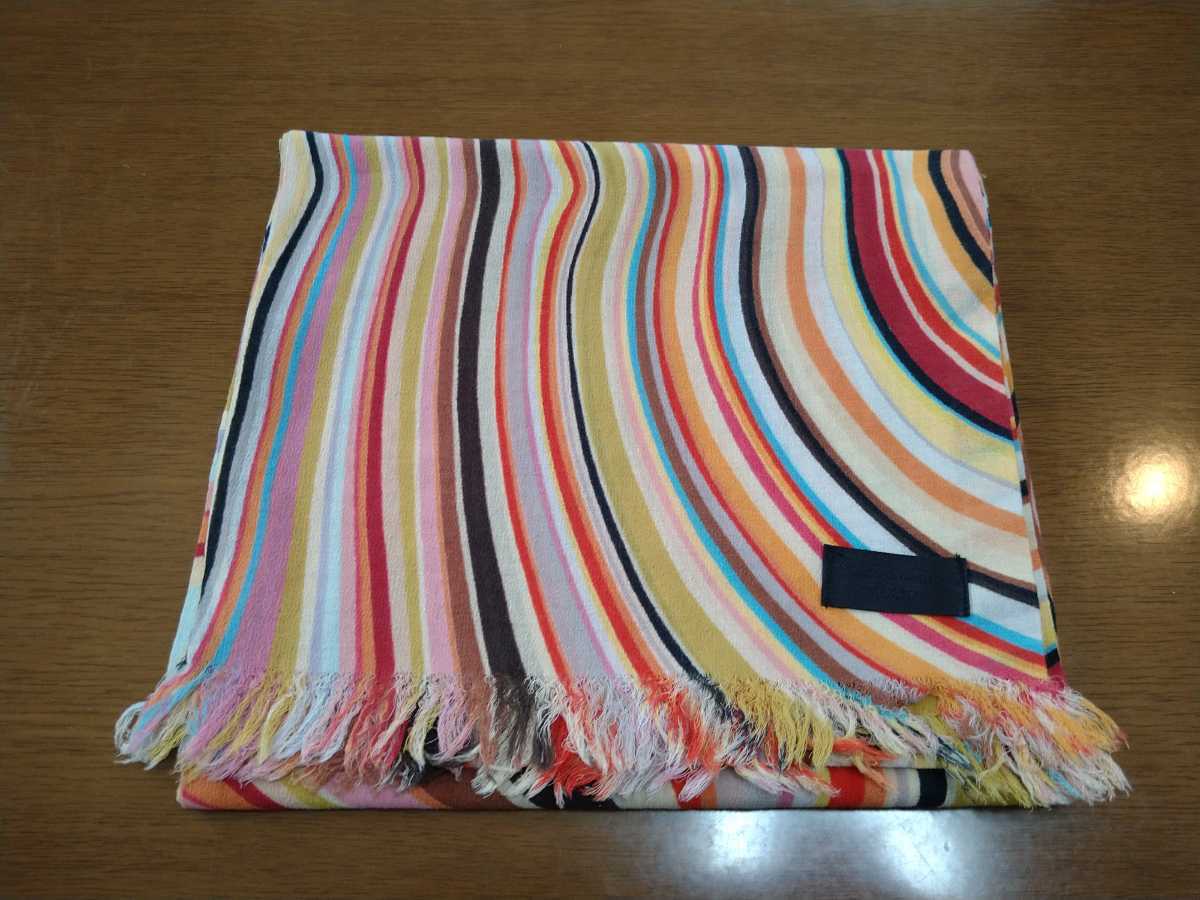 [ new goods unused ] Paul Smith black scarf muffler multi stripe pattern 