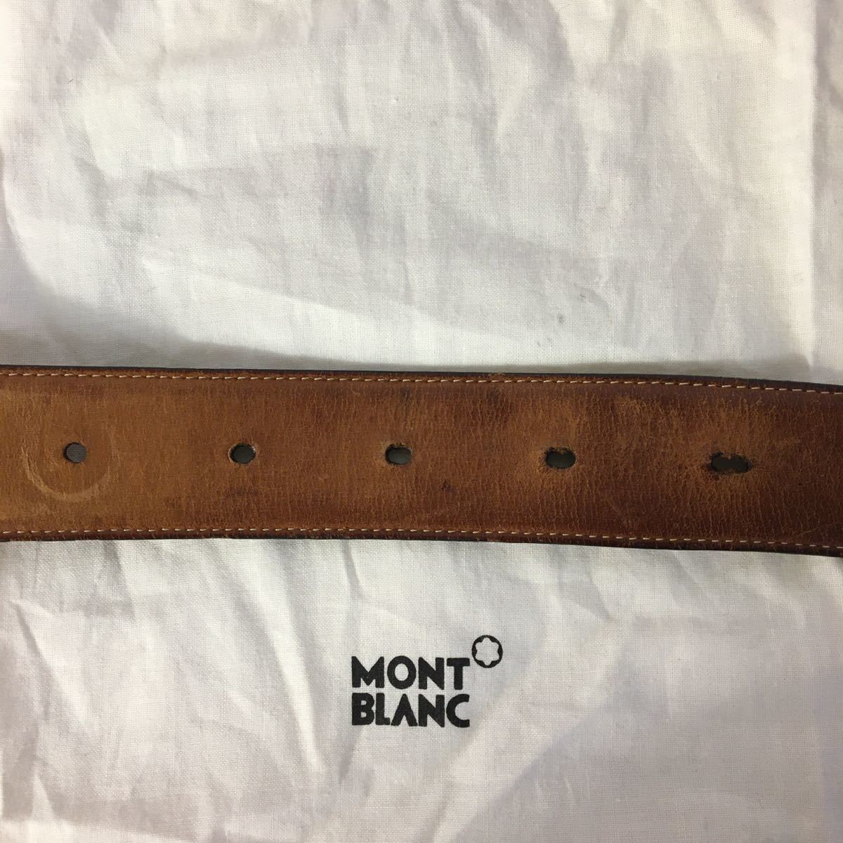 希少】MONTBLANC/モンブラン レザーベルト 保存袋付き ブラック メンズ