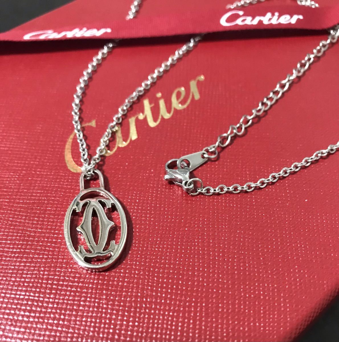 正規美品 Mサイズ カルティエCartierロゴチャーム ネックレストップ