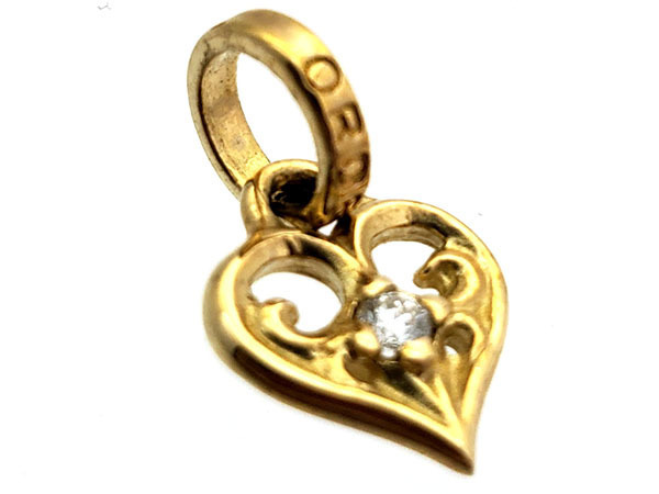 Royal Order Royal Order 1PD Heart top yellow gold diamond charm pendant [ used ]xx19-26250ok