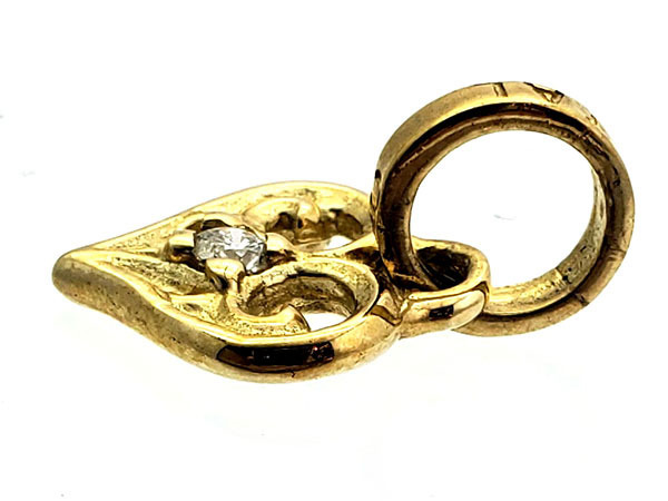 Royal Order Royal Order 1PD Heart top yellow gold diamond charm pendant [ used ]xx19-26250ok