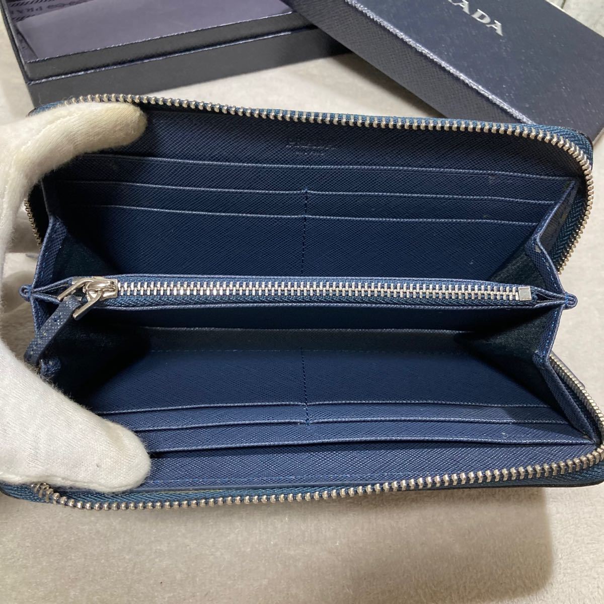 美品 PRADA プラダ ラウンドファスナー サフィアーノ コインケース
