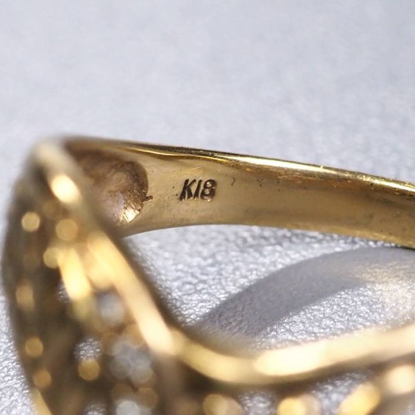 TE2425：K18/18金 イエローゴールドリング 指輪 ダイヤモンド0.03ct 約 