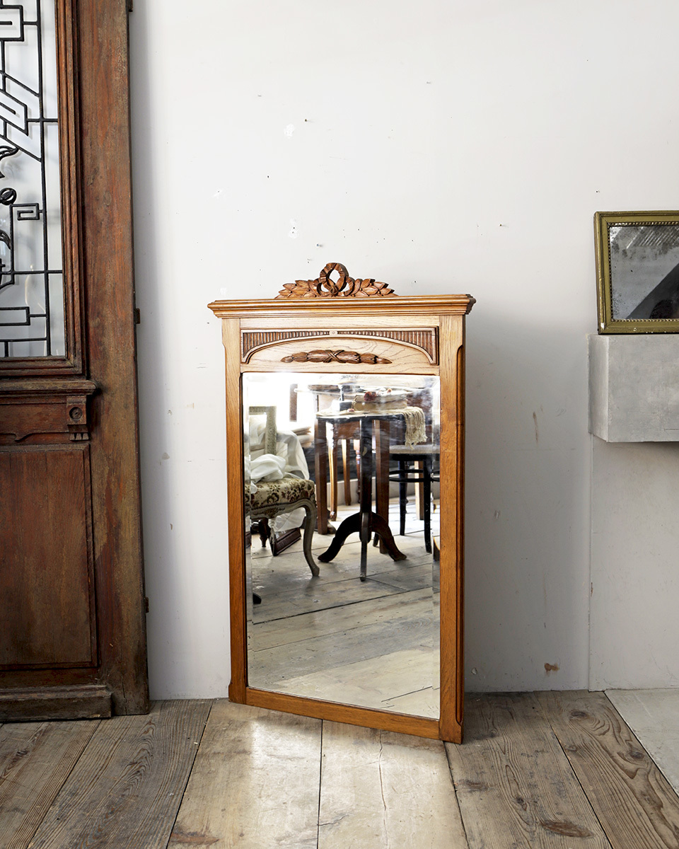 jf02790 仏国*フランスアンティーク*家具 スタンドミラー ルイ16世様式 大きなサイズのウォールミラー サロン 美容室 ディスプレイ 木製 鏡