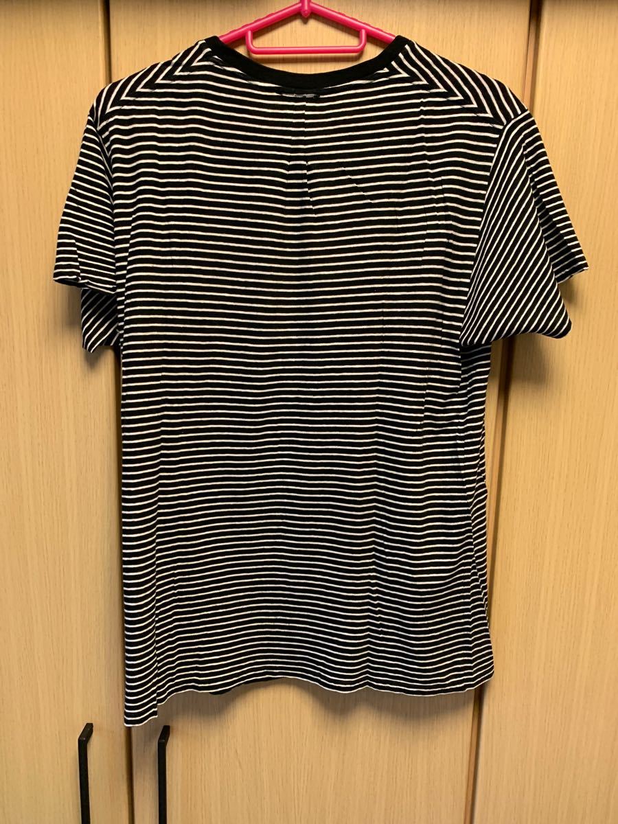 正規 13SS SAINT LAURENT PARIS サンローラン パリ ボーダー 胸ポケット Tシャツ カットソー XS