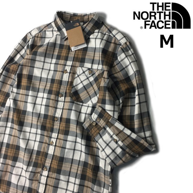 1円～!売切!【正規新品】THE NORTH FACE HAYDEN PASS 2.0 SHIRT 長袖シャツ US限定 アウトドア 男女兼用 胸ポケ(M)茶 チェック柄 180914-33_画像1