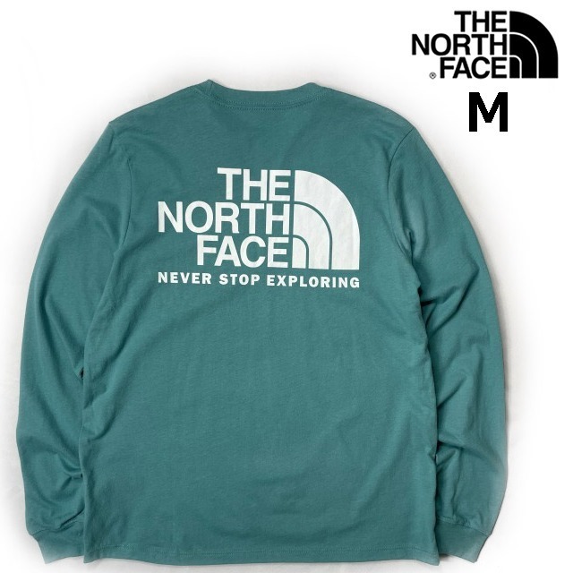 1円～!売切!【正規新品】THE NORTH FACE◆W LONG SLEEVE THROWBACK TEE 長袖 Tシャツ ロンT US限定 キャンプ 登山 男女兼用(M)青 180902-25_画像1